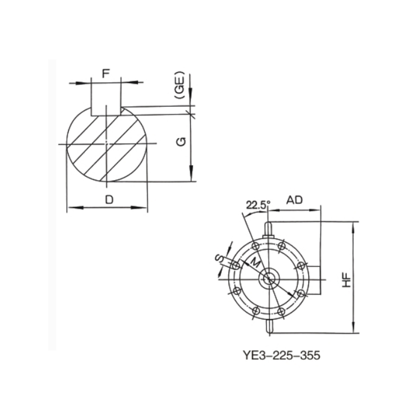 立式安裝、機(jī)座不帶底腳、端蓋上有凸緣的電動(dòng)機(jī)